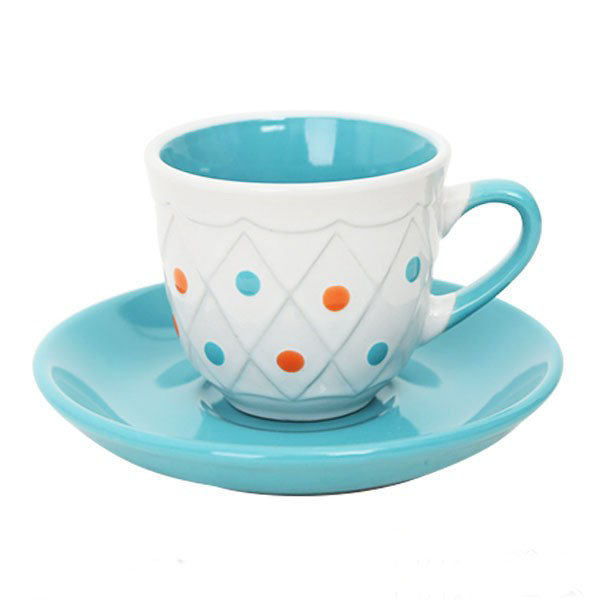 80cc coffee cup&saucer with small colorful spot