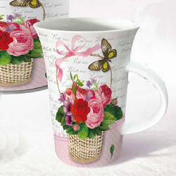 Flute coffee mug-flower basket