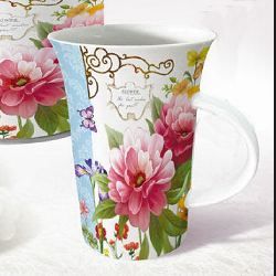 Flute coffee mug-flower garden