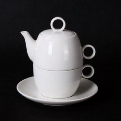Elegant Tea for one set-white body 