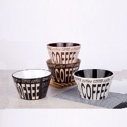 Black coffee bowl with COFFEE Handpainted