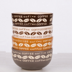 Bowl with coffee beans handprinted