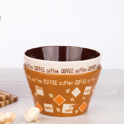 V bowl with coffee handprinted