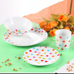 16pcs dinner set-colorful dots