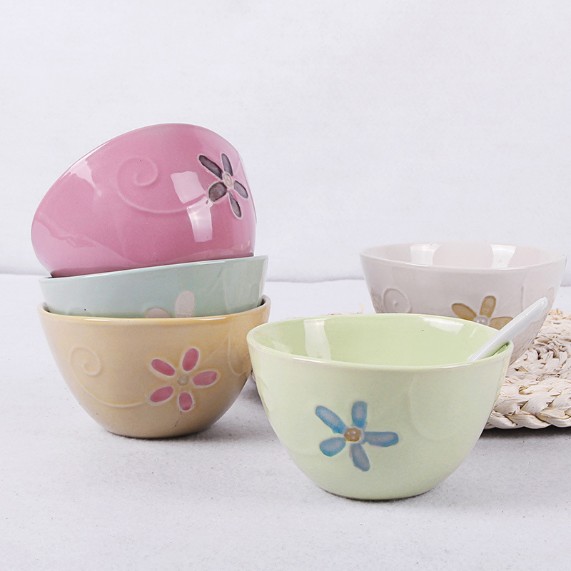 4.5'' Cerasus flower design ceramic bowl