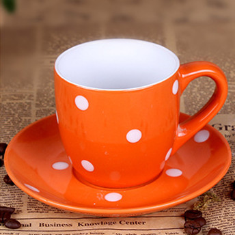 230cc color glaze and whtie spot coffee cup&saucer