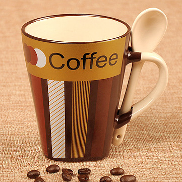 340cc coffee taste design ceramic coffee mug with spoon