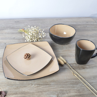 4pcs square plate ceramic dinner set