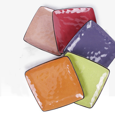 10'' Colorful glazed square ceramic dinner plate