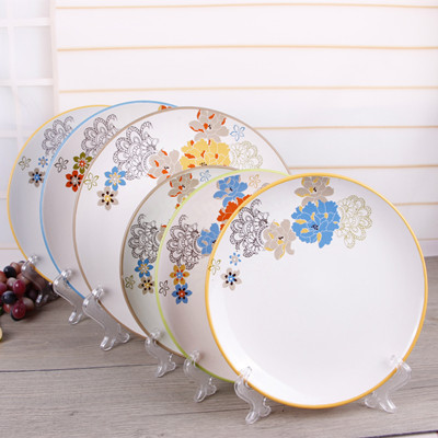 Fine flower decaled round plate