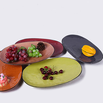 14'' Colorful glazed square ceramic sushi plate
