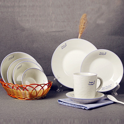 7pcs white glazed ceramic dinner set 
