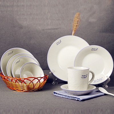 7pcs white glazed ceramic dinner set 