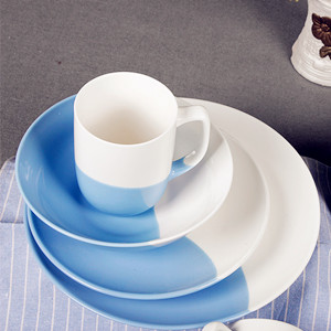 4pcs bicolor pure glazed ceramic dinner set