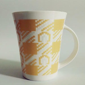 350cc yellow mosaic pattern ceramic coffee mug