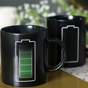 Battery design magical color changing ceramic coffee mug