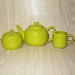 3pcs color glazed ceramic teaset with teapot milk jar sugar pot