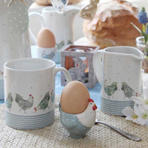 hen design ceramic jugs & mug & egg cup 