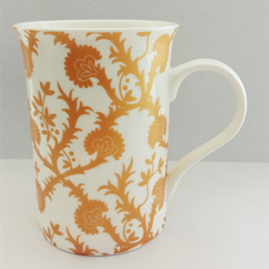 Gold flower straight ceramic mug with gift box