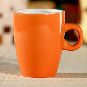 Elegant barrel color glaze ceramic mug with small handle