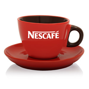 Personalized small two tone cappuccino ceramic coffee cup&saucer