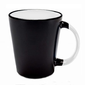 Creative two-tone ceramic latte mug with matching color handle