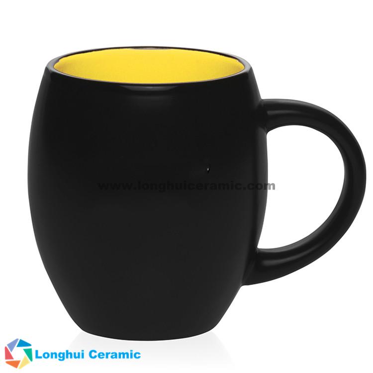 Matte barrel two-tone promotional ceramic coffee mug