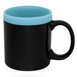 12oz glam two-tone black exterior color inside and top rim matte ceramic coffee mug