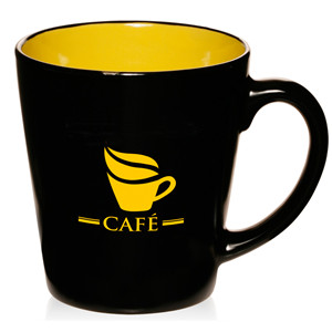 12oz Two-tone black matte exterior glossy colored interior personalized ceramic latte mug