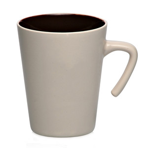 9oz Custom two-tone cone shape open handle promotional ceramic coffee mug