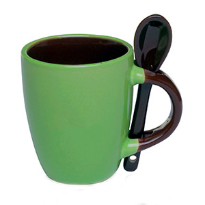 3oz Personalized color glaze promotional ceramic espresso mug with spoon 