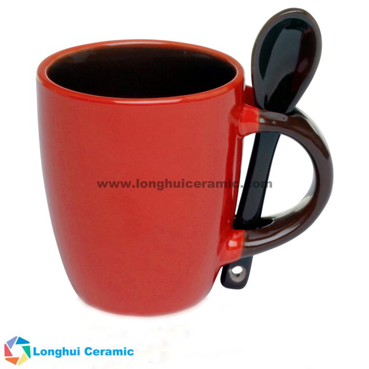 3oz Personalized color glaze promotional ceramic espresso mug with spoon 