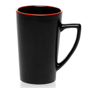 14oz Colored rim black sausalito custom ceramic coffee mug