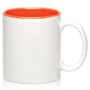 12oz Traditional custom two-tone white exterior single color interior ceramic coffe mug