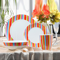 16pcs ceramic dinner set-colorful stripe