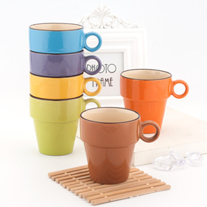 8oz stackable ceramic coffee mugs