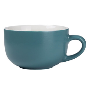 15oz Two-tone matte color exterior customized ceramic soup mug