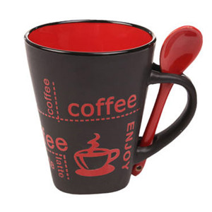 12oz Two-tone square base ceramic coffee spooner mug