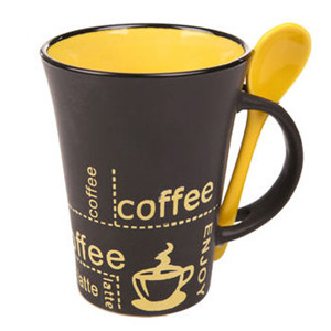 12oz Two-tone round base ceramic coffee spooner mug