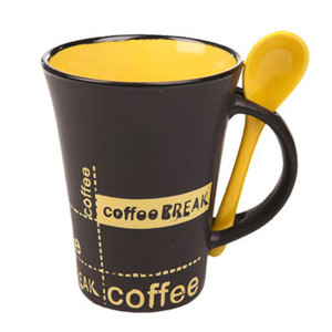 12oz coffee break design two-tone ceramic spooner mug