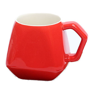 270cc Glossy colorful diamond shaped ceramic coffee mug 