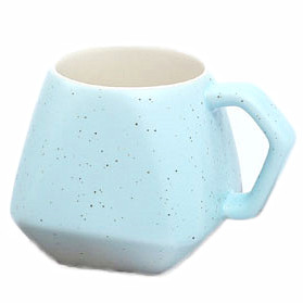 270ml speckle outerior diamond shaped ceramic coffee cup
