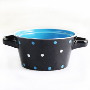 4.8'' color dots printed ceramic soup bowl