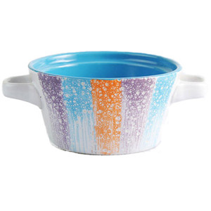 4.8‘’ Colorful glaze embossed two ears ceramic bowl