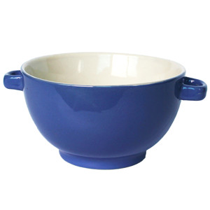 5inch two-tone ceramic soup bowl with two ears
