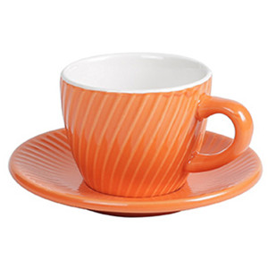 125ml oblique stripe embossed ceramic coffee cup and saucer set