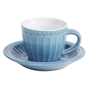 4oz embossed personalized colored  ceramic tea cup and saucer