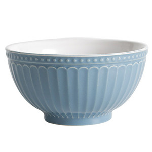 5.5inch two tone flower petal embossed ceramic salad bowl 