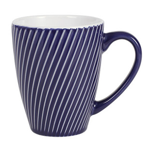 13ounce oblique line stripe design colourful ceramic embossed mug