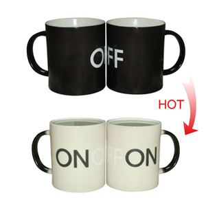 11oz On off design personalized custom color changing ceramic mug